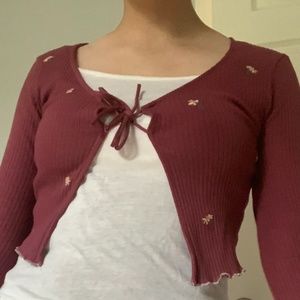 Flower cropped cardigan